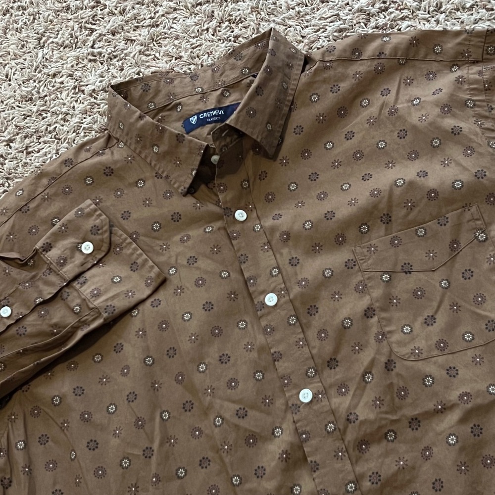 CREMIEUX CLASSICS Brown Print Long Sleeve Button Down Shirt Men's XXL‎